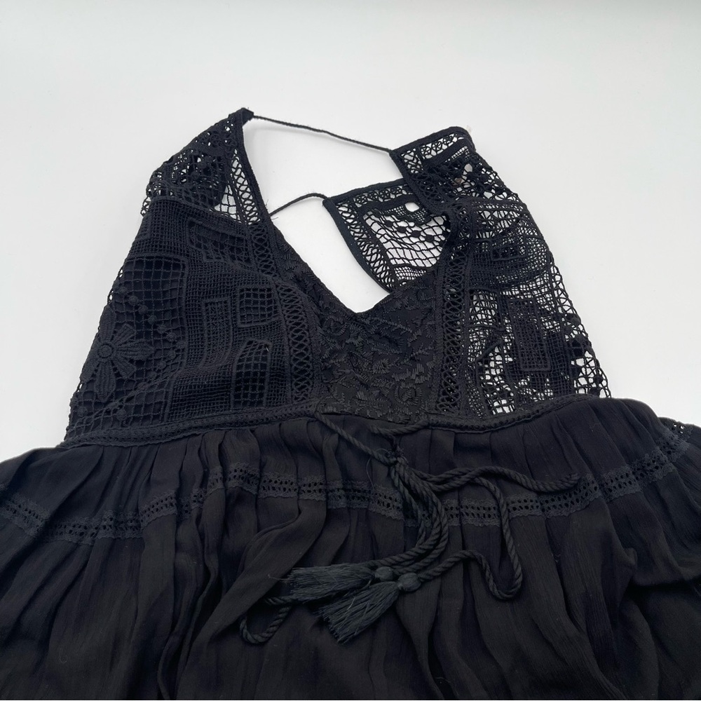 Free People Emily Crotchet Mini Dress Black Size XS Boho Summer - Picture 10 of 12